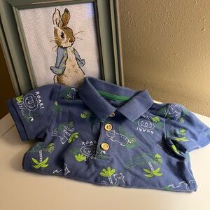 Baby Essentials Blue Dinosaur Polo Shirt